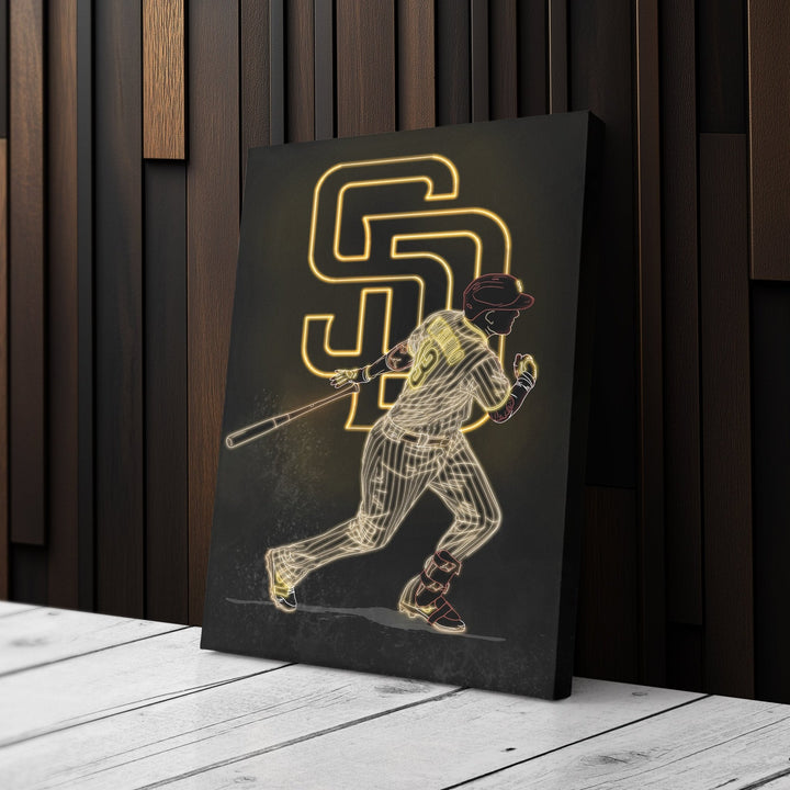 Manny Machado Neon Canvas Art | Padres Wall Decor - CanvasNeon