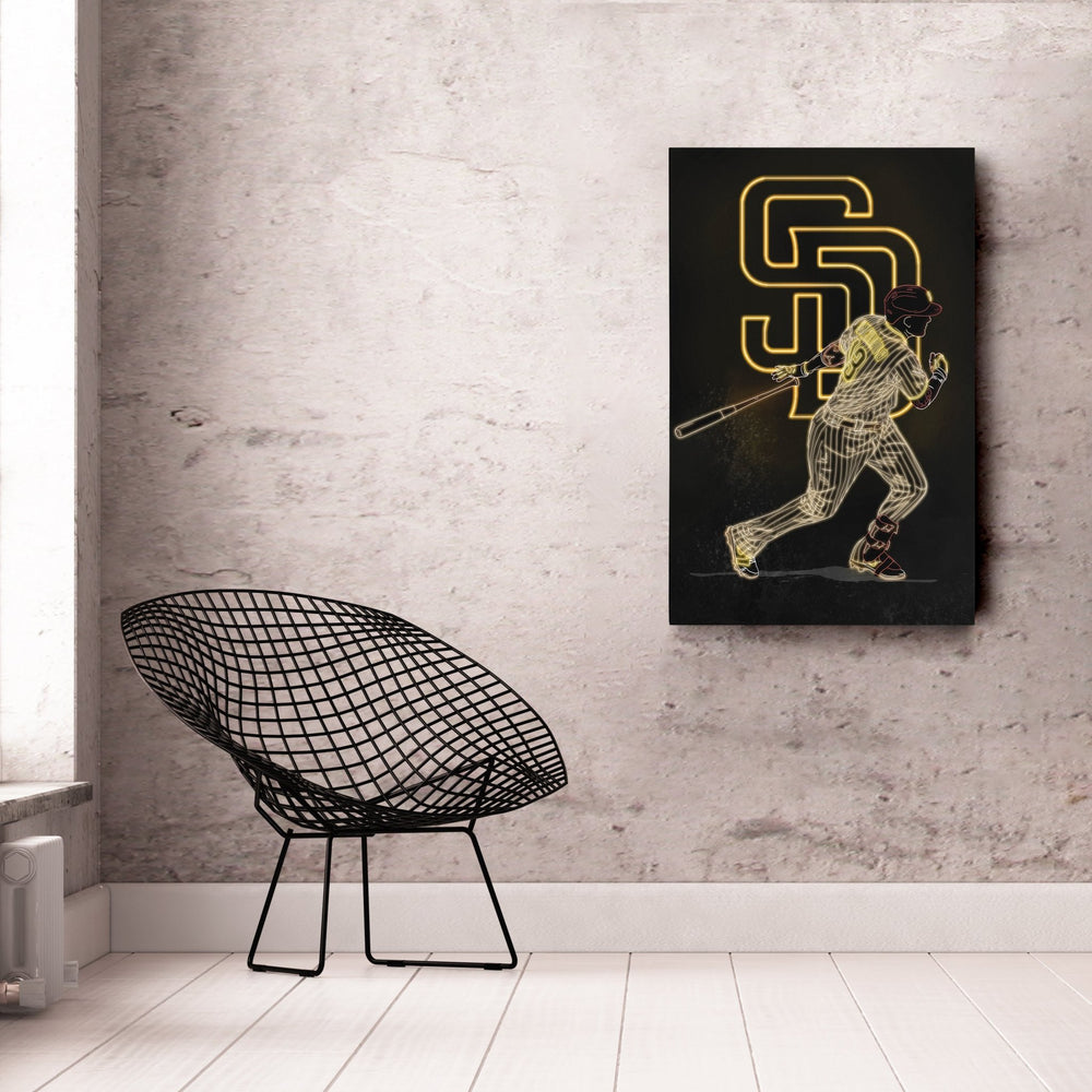 Manny Machado Neon Canvas Art | Padres Wall Decor - CanvasNeon