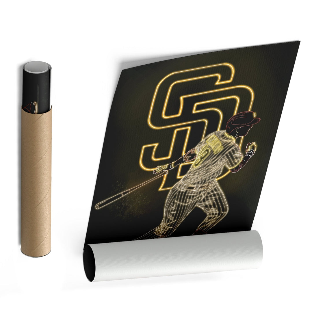 Manny Machado Neon Canvas Art | Padres Wall Decor - CanvasNeon