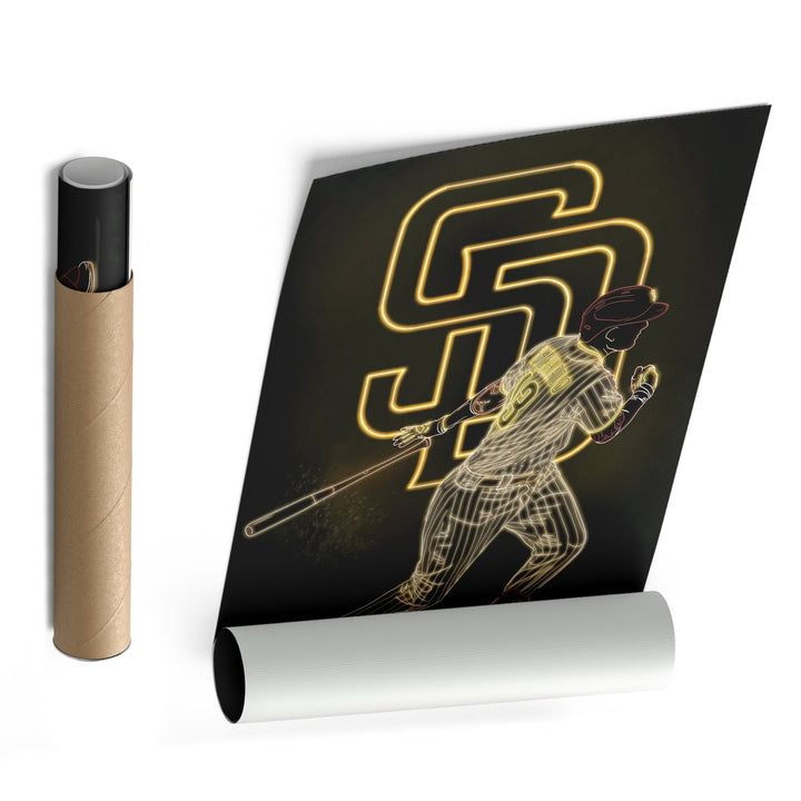 Manny Machado Neon Canvas Art | Padres Wall Decor - CanvasNeon