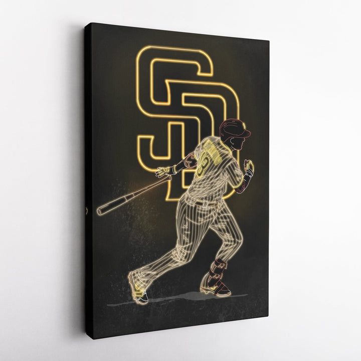 Manny Machado Neon Canvas Art | Padres Wall Decor - CanvasNeon