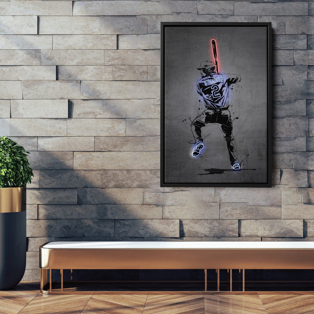 Marcus Semien Neon Canvas Art | Modern Wall Decor for Rangers Fans - CanvasNeon