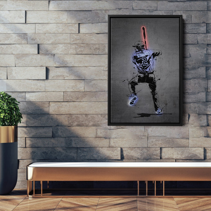 Marcus Semien Neon Canvas Art | Modern Wall Decor for Rangers Fans - CanvasNeon