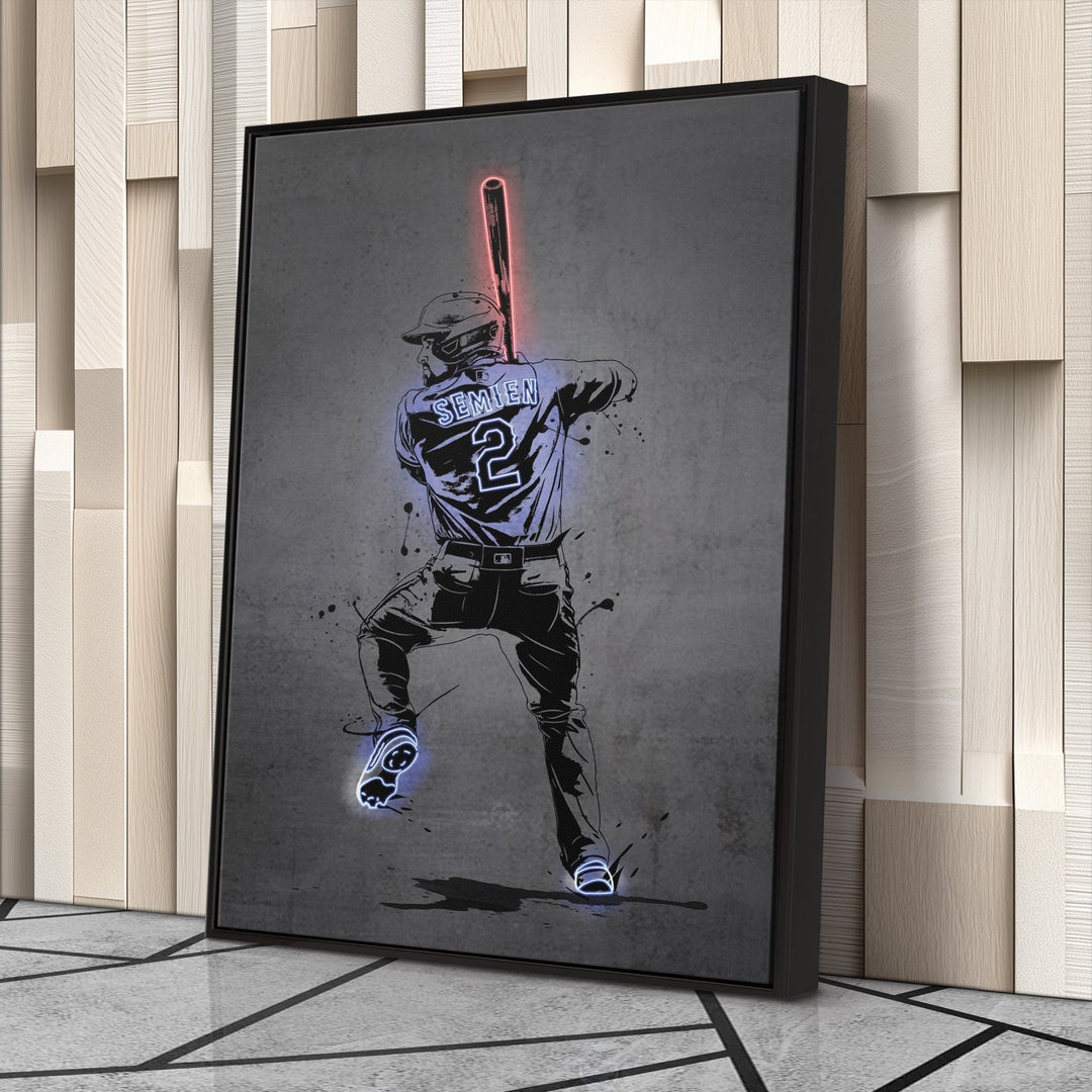 Marcus Semien Neon Canvas Art | Modern Wall Decor for Rangers Fans - CanvasNeon