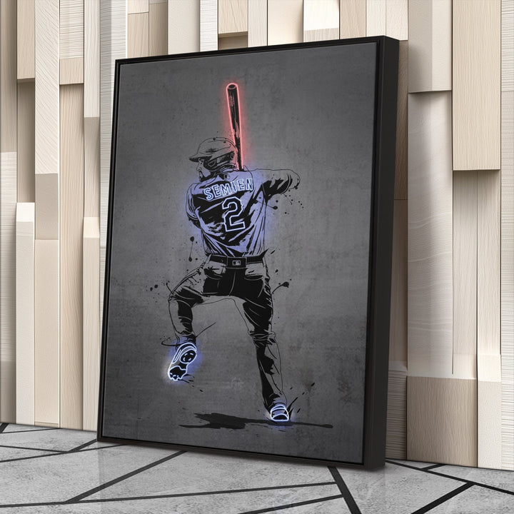 Marcus Semien Neon Canvas Art | Modern Wall Decor for Rangers Fans - CanvasNeon