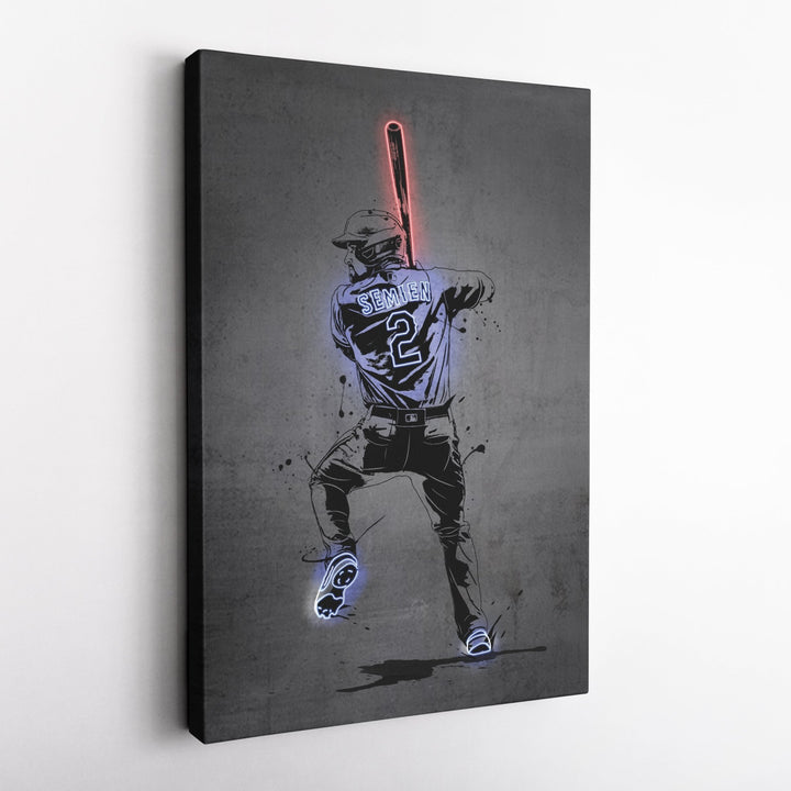 Marcus Semien Neon Canvas Art | Modern Wall Decor for Rangers Fans - CanvasNeon