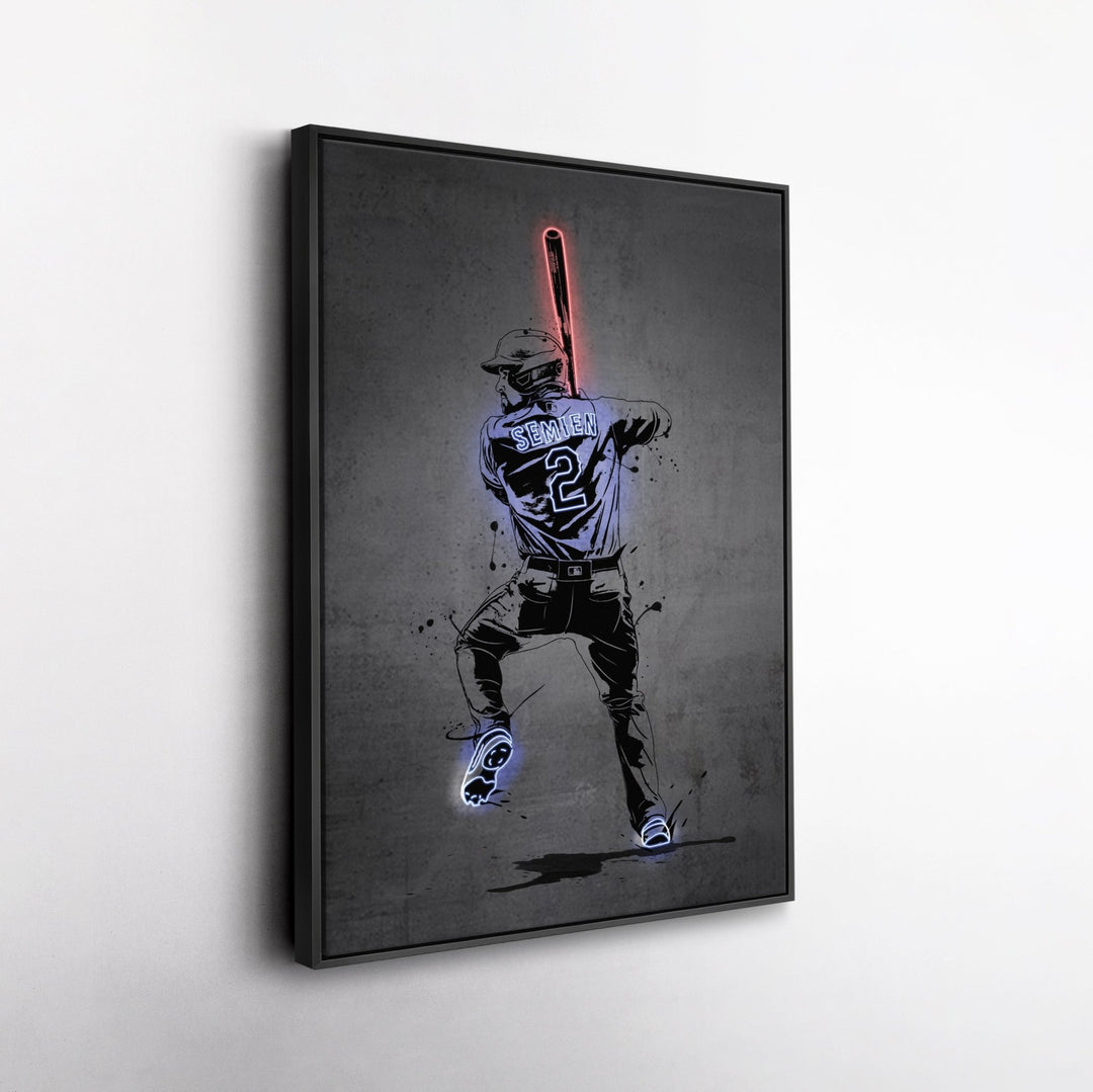 Marcus Semien Neon Canvas Art | Modern Wall Decor for Rangers Fans - CanvasNeon