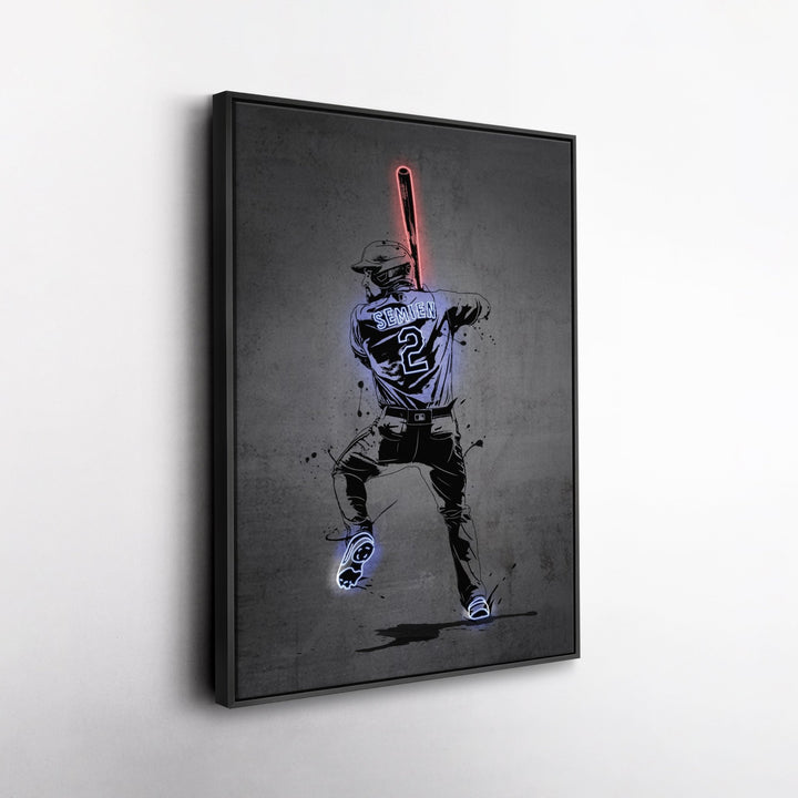 Marcus Semien Neon Canvas Art | Modern Wall Decor for Rangers Fans - CanvasNeon
