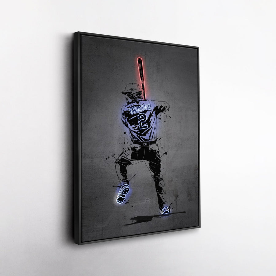 Marcus Semien Neon Canvas Art | Modern Wall Decor for Rangers Fans - CanvasNeon