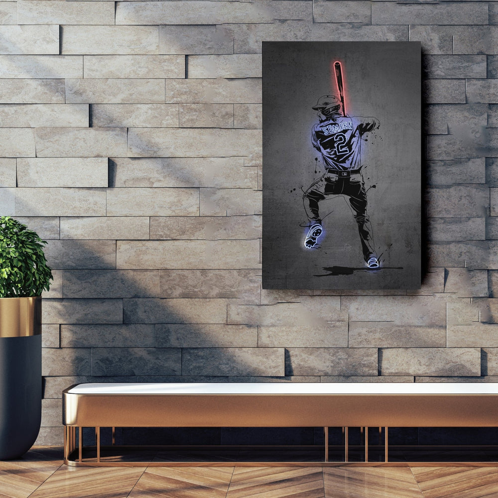 Marcus Semien Neon Canvas Art | Modern Wall Decor for Rangers Fans - CanvasNeon