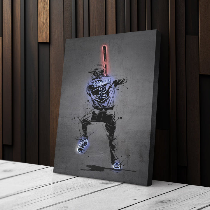 Marcus Semien Neon Canvas Art | Modern Wall Decor for Rangers Fans - CanvasNeon