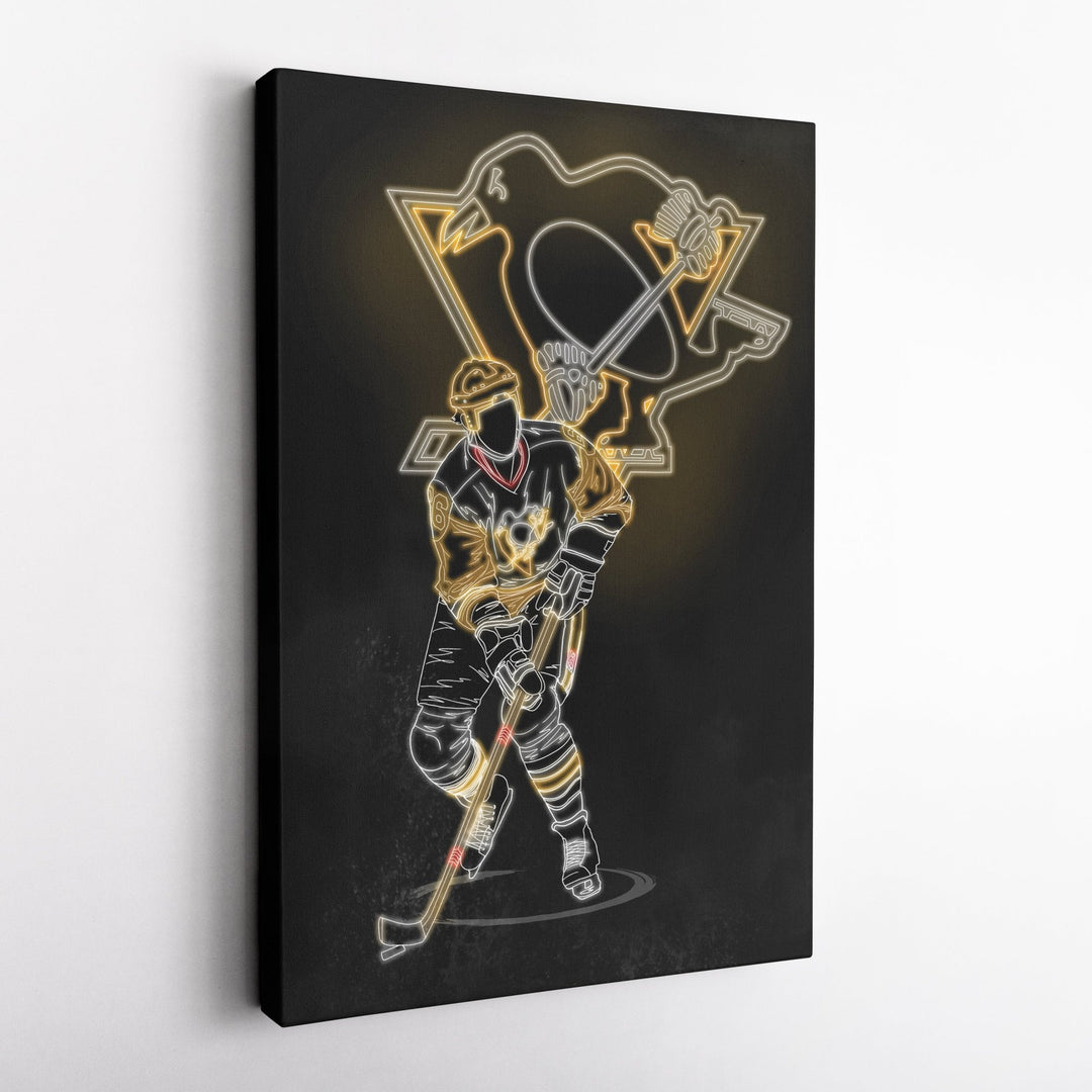 Mario Lemieux Neon Canvas Art | Penguins Wall Decor - CanvasNeon