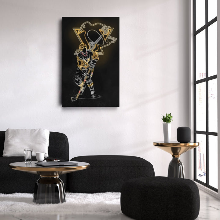 Mario Lemieux Neon Canvas Art | Penguins Wall Decor - CanvasNeon