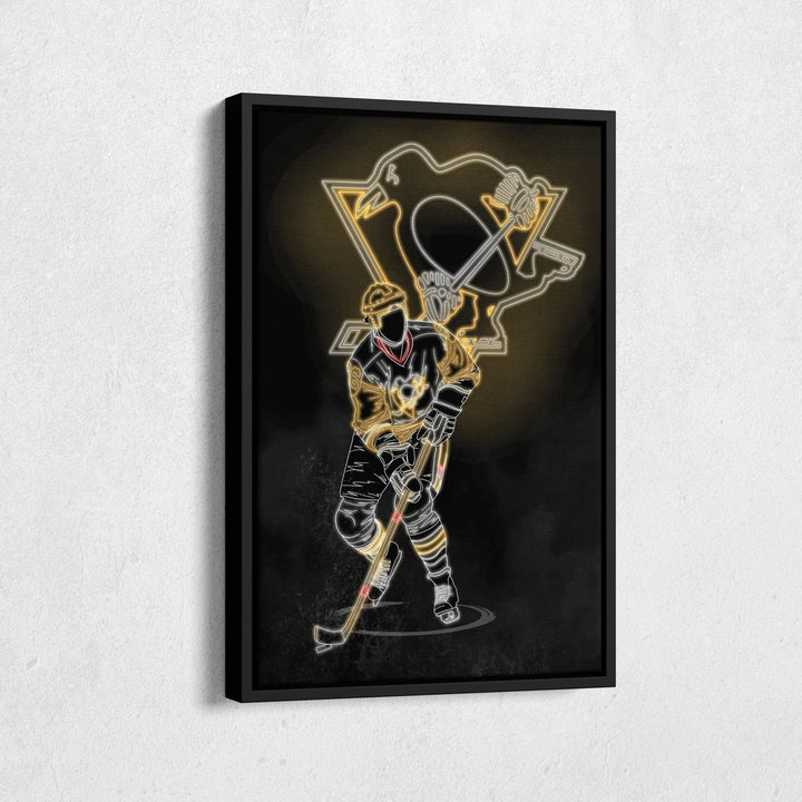 Mario Lemieux Neon Canvas Art | Penguins Wall Decor - CanvasNeon