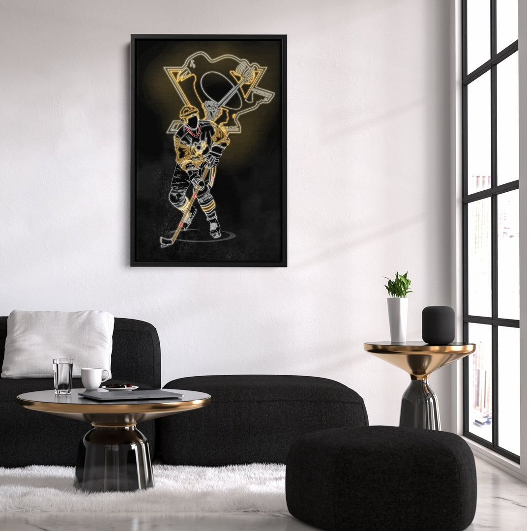 Mario Lemieux Neon Canvas Art | Penguins Wall Decor - CanvasNeon