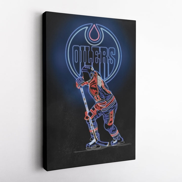 Mark Messier Neon Canvas Art | Oilers Wall Decor - CanvasNeon