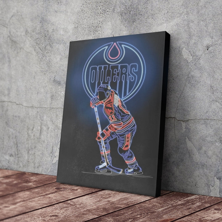 Mark Messier Neon Canvas Art | Oilers Wall Decor - CanvasNeon