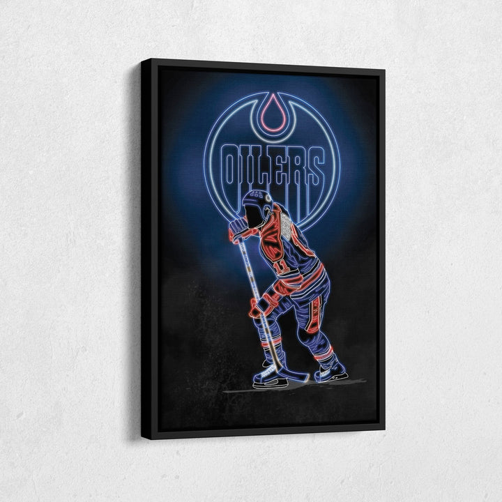 Mark Messier Neon Canvas Art | Oilers Wall Decor - CanvasNeon