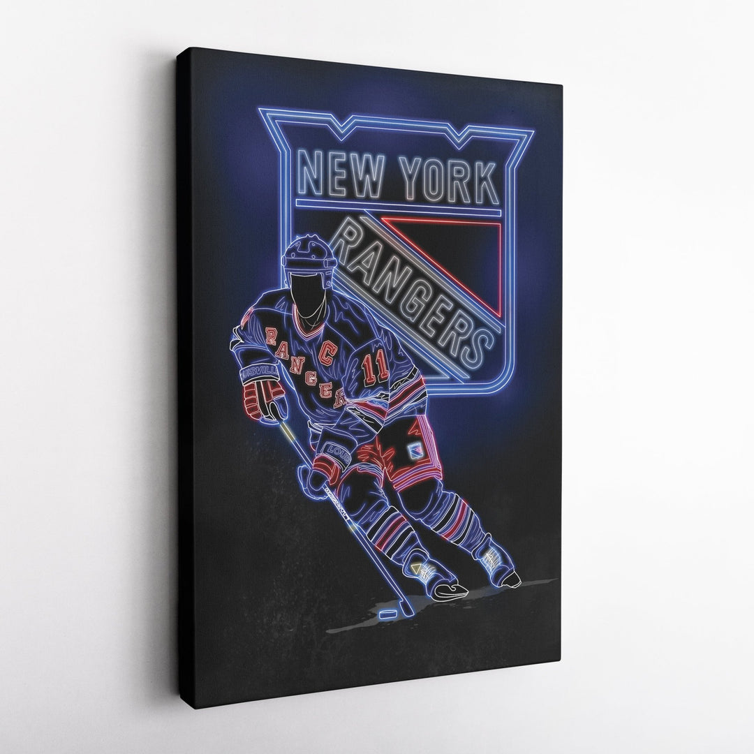 Mark Messier Neon Canvas Art | Rangers Wall Decor - CanvasNeon