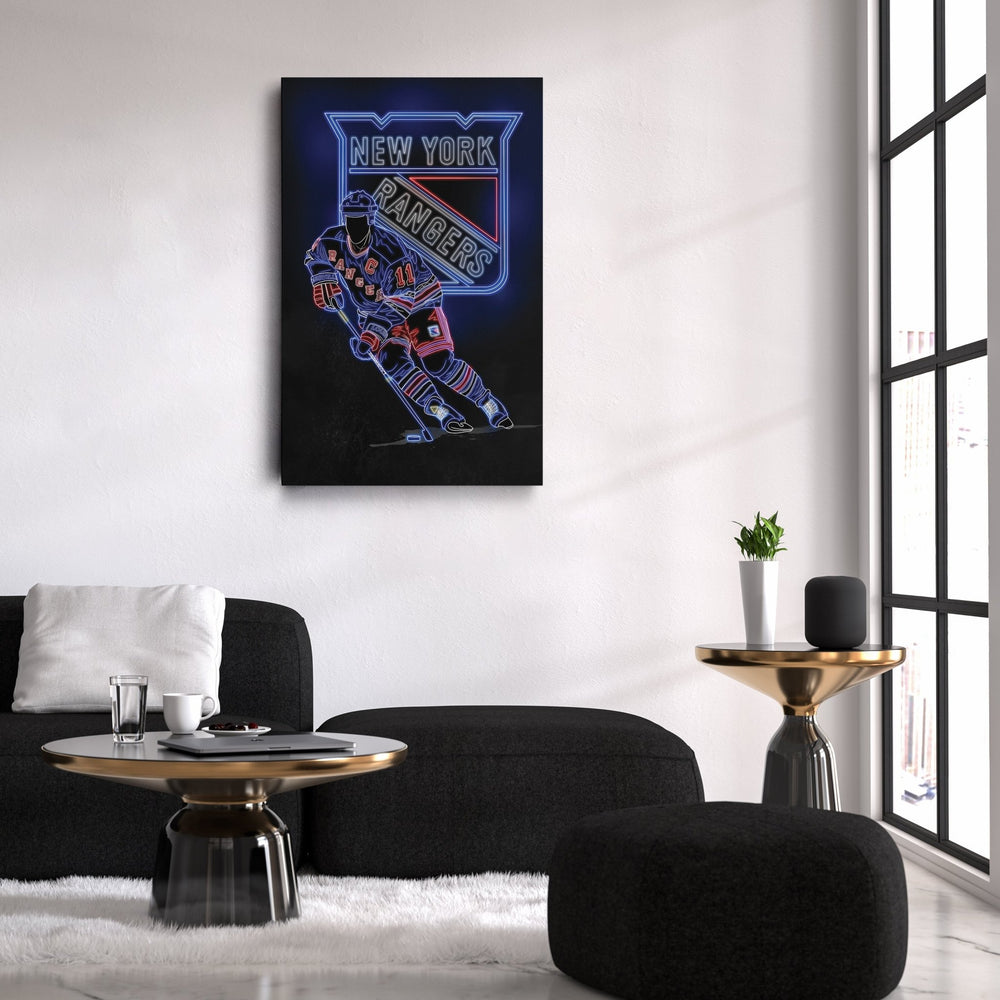 Mark Messier Neon Canvas Art | Rangers Wall Decor - CanvasNeon