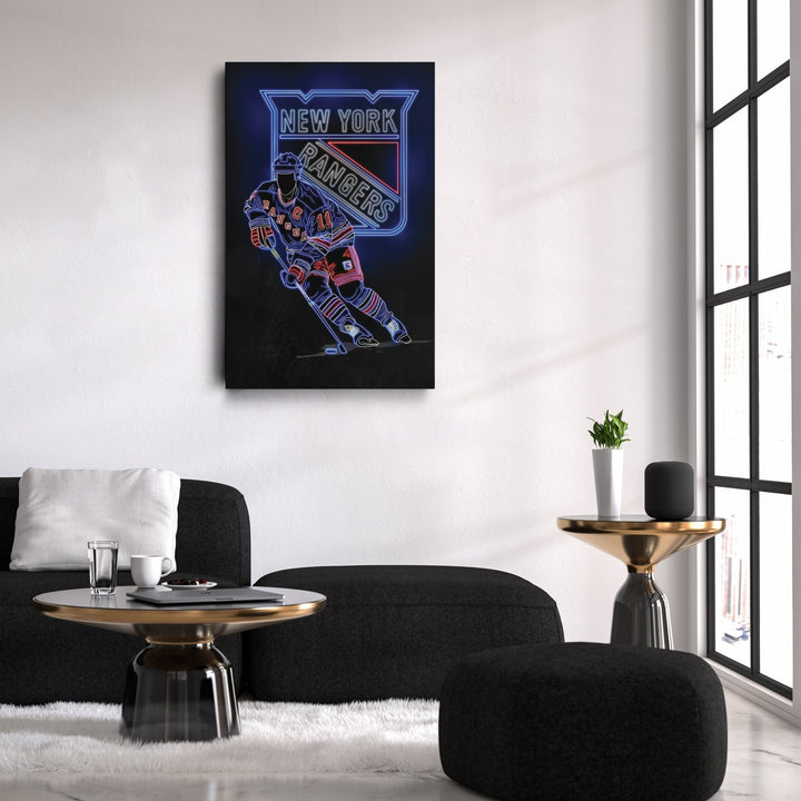 Mark Messier Neon Canvas Art | Rangers Wall Decor - CanvasNeon