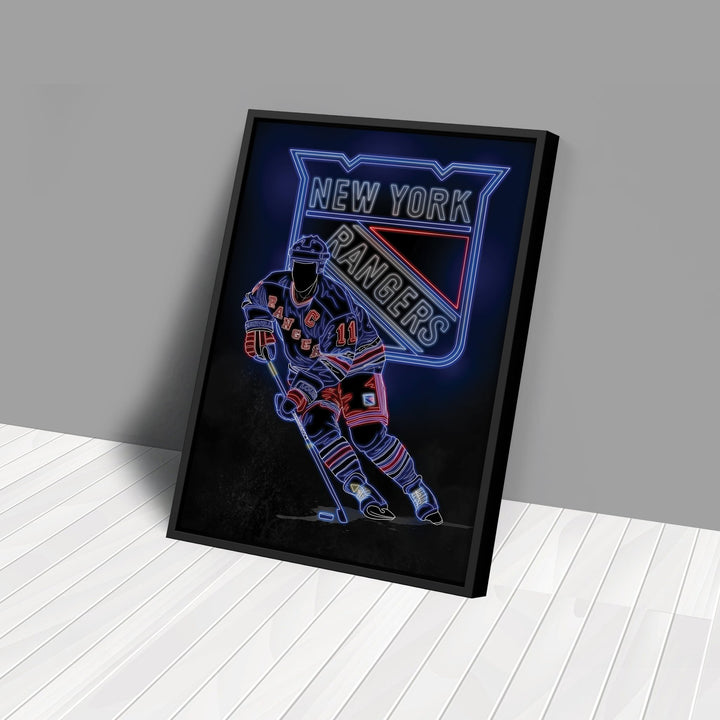 Mark Messier Neon Canvas Art | Rangers Wall Decor - CanvasNeon