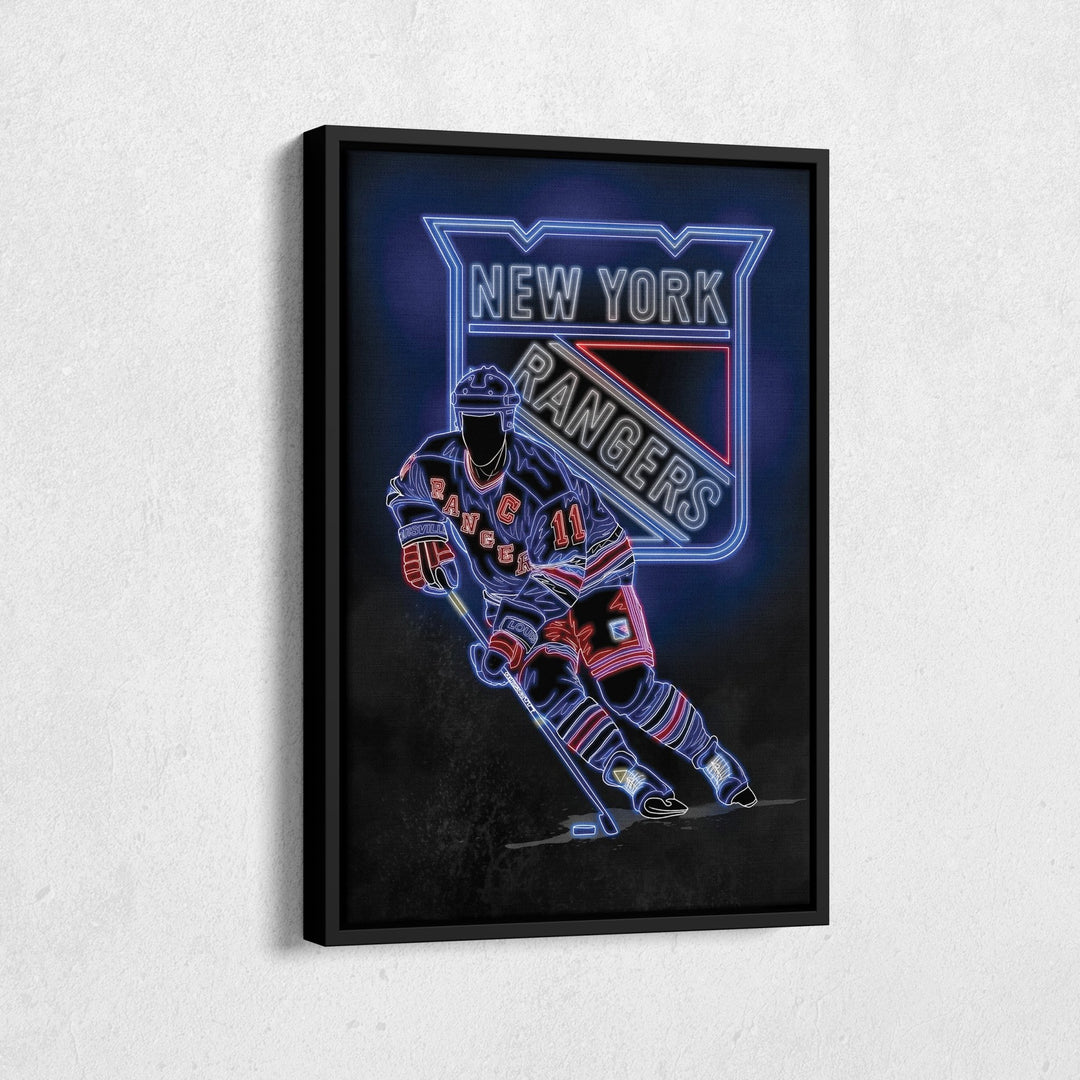 Mark Messier Neon Canvas Art | Rangers Wall Decor - CanvasNeon