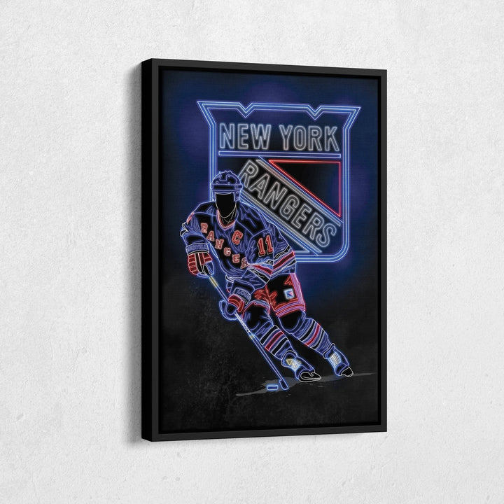 Mark Messier Neon Canvas Art | Rangers Wall Decor - CanvasNeon