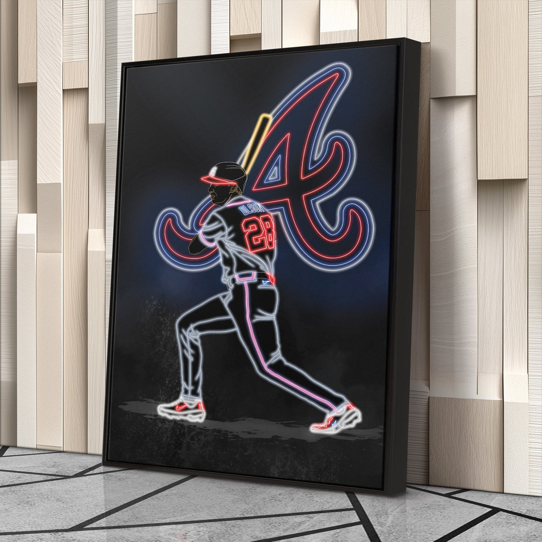 Matt Olson Neon Canvas Art | Braves Wall Decor - CanvasNeon