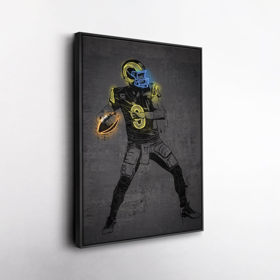 Matthew Stafford Neon Canvas Art | Modern Wall Decor for Rams Fans - CanvasNeon