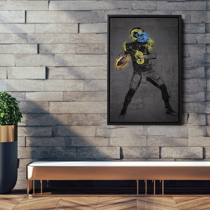 Matthew Stafford Neon Canvas Art | Modern Wall Decor for Rams Fans - CanvasNeon