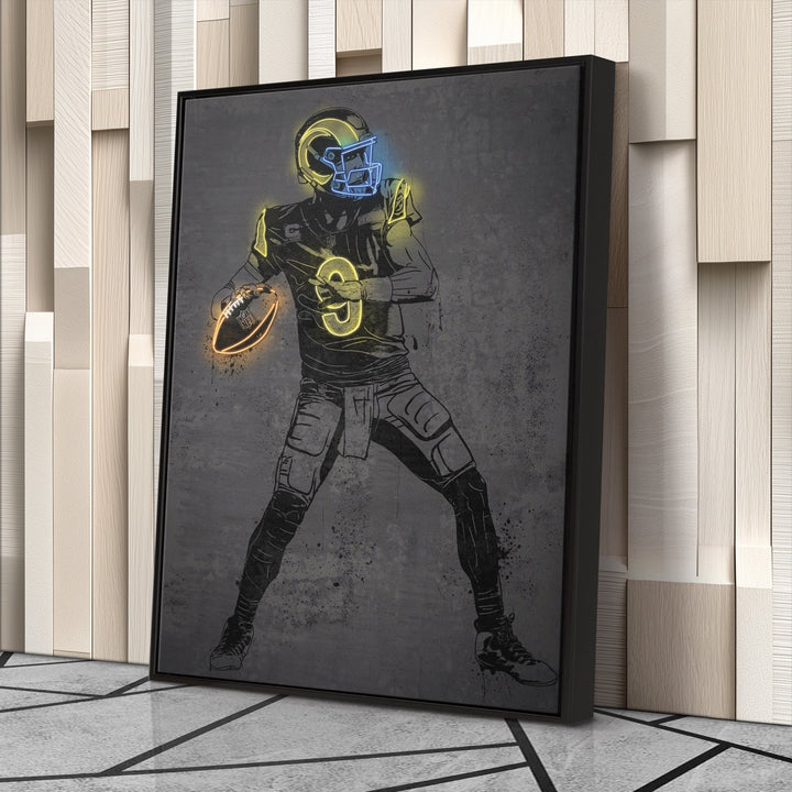 Matthew Stafford Neon Canvas Art | Modern Wall Decor for Rams Fans - CanvasNeon