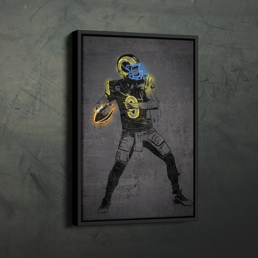 Matthew Stafford Neon Canvas Art | Modern Wall Decor for Rams Fans - CanvasNeon