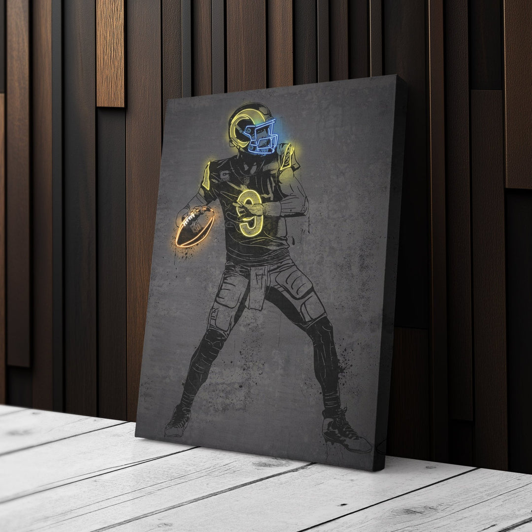 Matthew Stafford Neon Canvas Art | Modern Wall Decor for Rams Fans - CanvasNeon