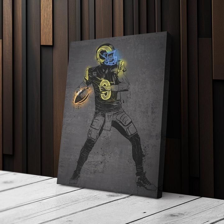 Matthew Stafford Neon Canvas Art | Modern Wall Decor for Rams Fans - CanvasNeon