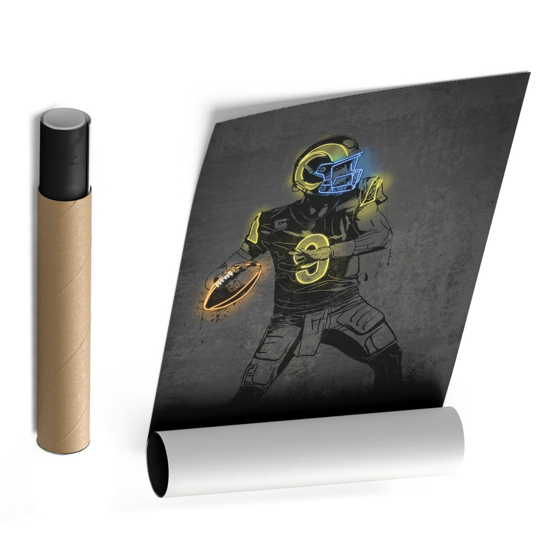 Matthew Stafford Neon Canvas Art | Modern Wall Decor for Rams Fans - CanvasNeon