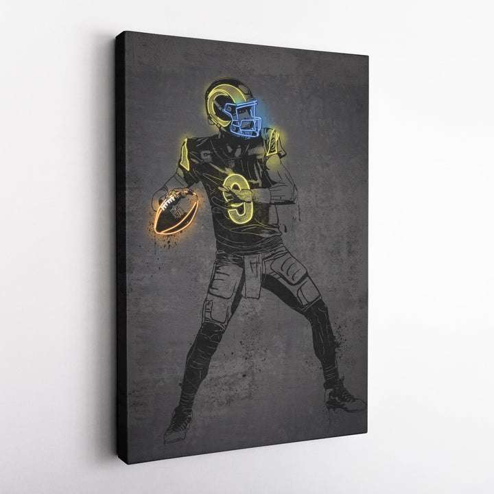 Matthew Stafford Neon Canvas Art | Modern Wall Decor for Rams Fans - CanvasNeon