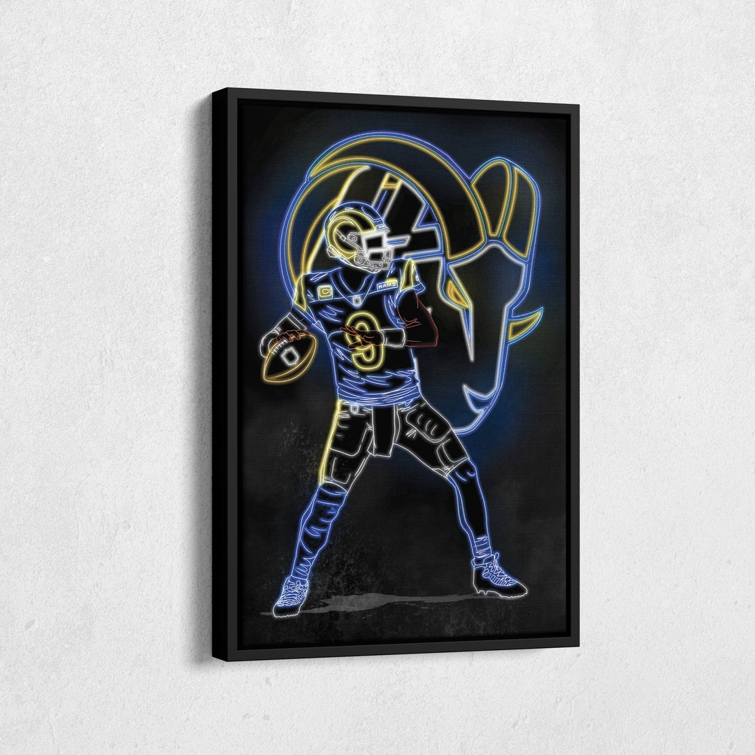Matthew Stafford Neon Canvas Art | Rams Wall Decor - CanvasNeon