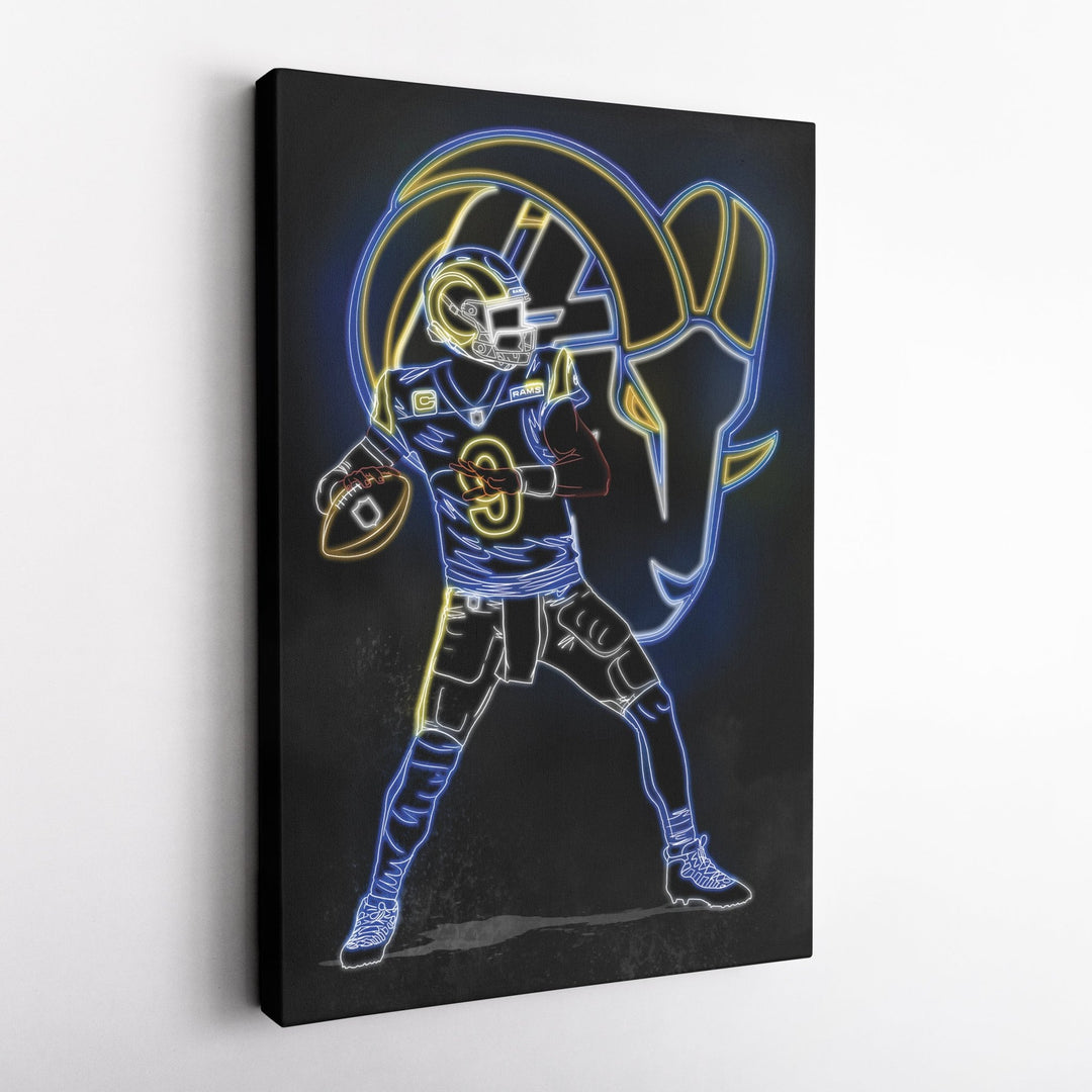 Matthew Stafford Neon Canvas Art | Rams Wall Decor - CanvasNeon