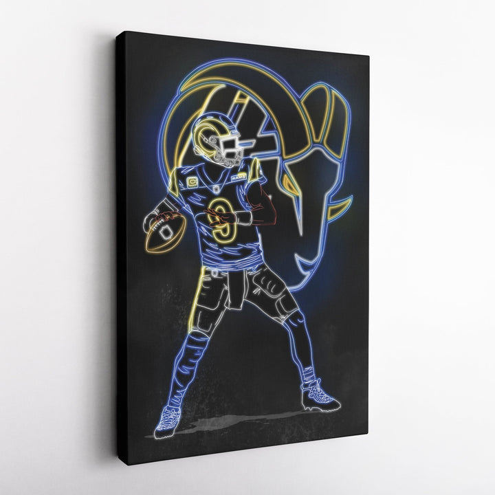 Matthew Stafford Neon Canvas Art | Rams Wall Decor - CanvasNeon