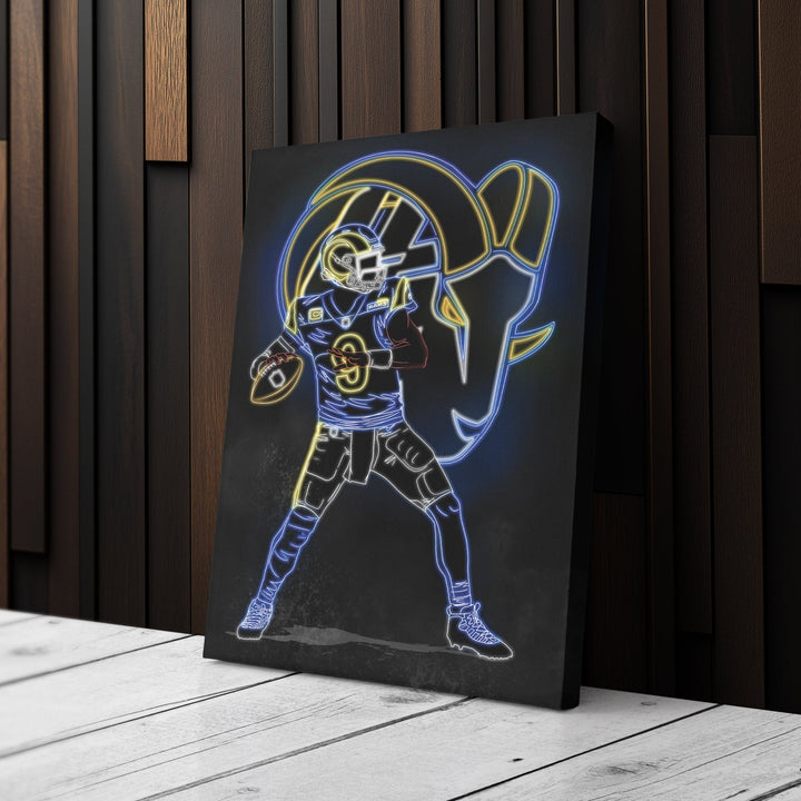 Matthew Stafford Neon Canvas Art | Rams Wall Decor - CanvasNeon