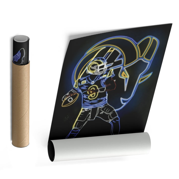 Matthew Stafford Neon Canvas Art | Rams Wall Decor - CanvasNeon