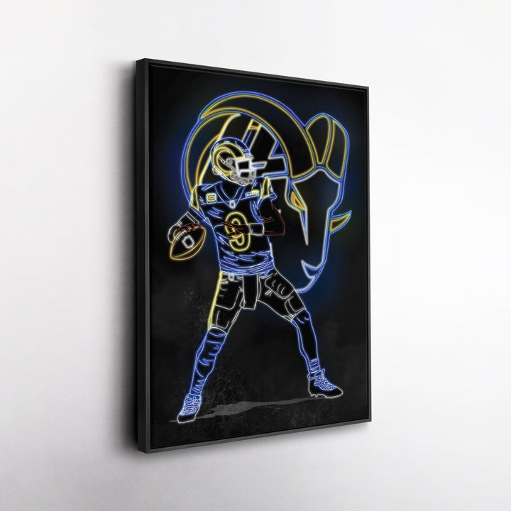 Matthew Stafford Neon Canvas Art | Rams Wall Decor - CanvasNeon