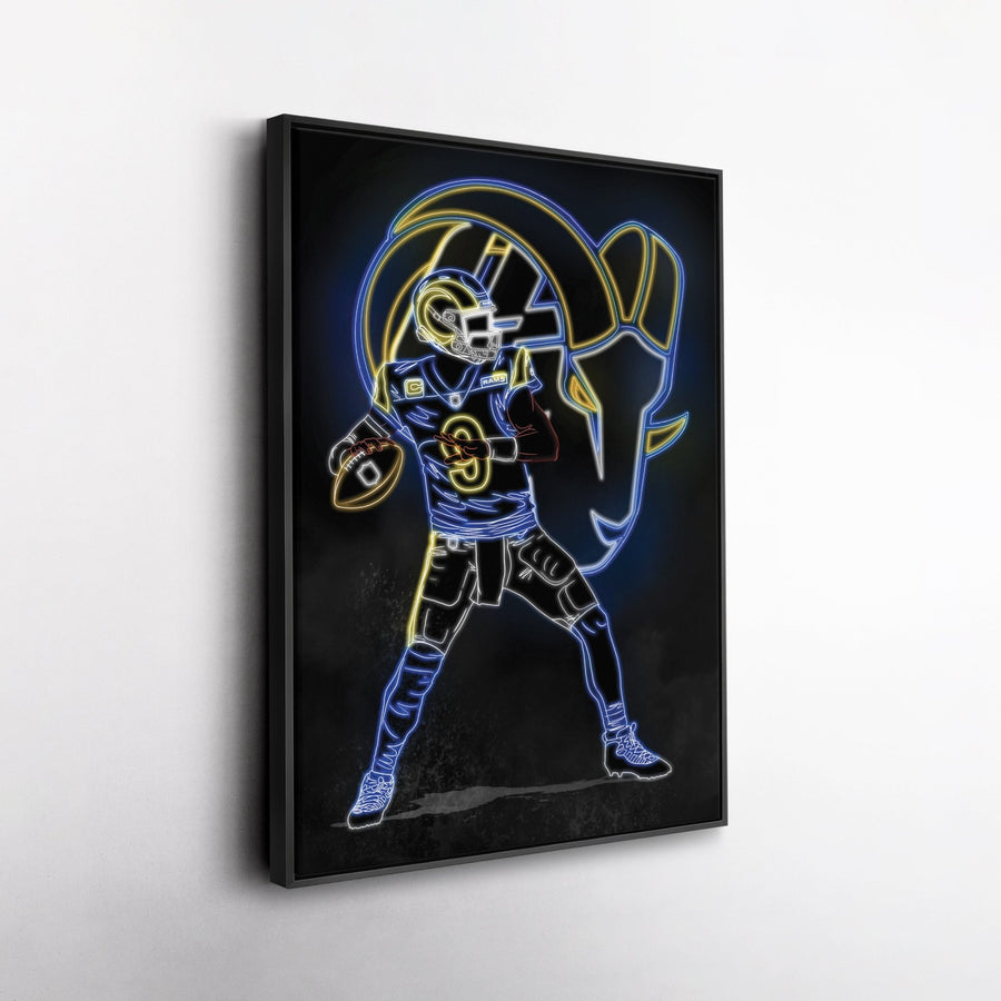 Matthew Stafford Neon Canvas Art | Rams Wall Decor - CanvasNeon