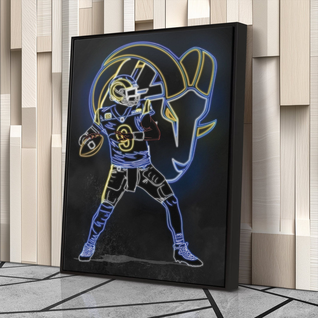 Matthew Stafford Neon Canvas Art | Rams Wall Decor - CanvasNeon