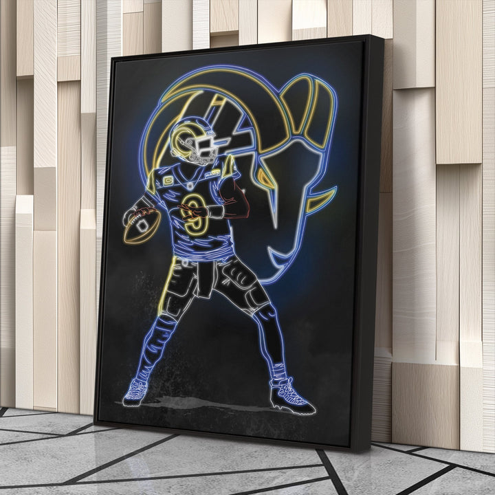 Matthew Stafford Neon Canvas Art | Rams Wall Decor - CanvasNeon
