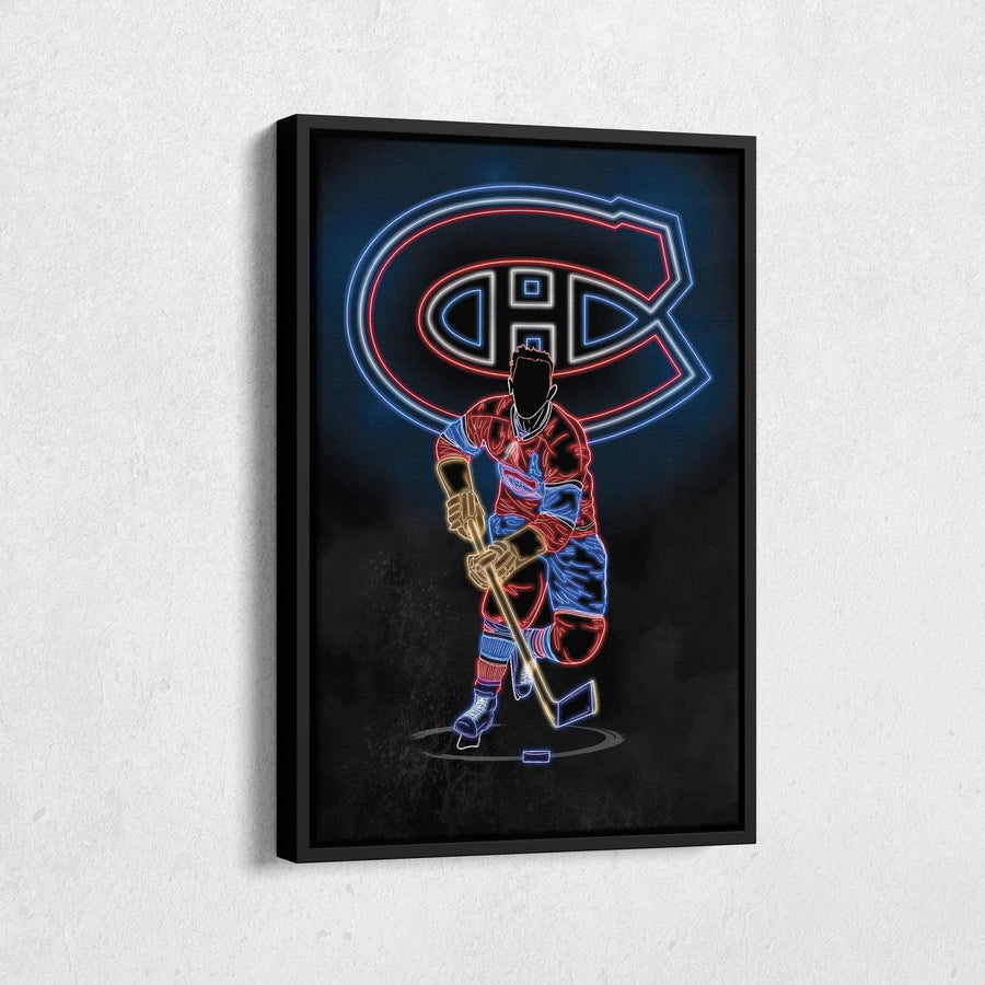 Maurice Richard Neon Canvas Art | Canadiens Wall Decor - CanvasNeon