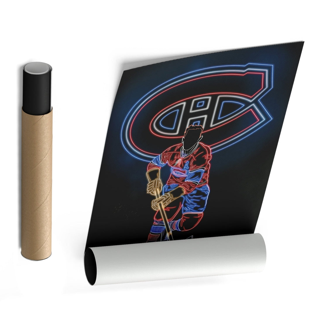 Maurice Richard Neon Canvas Art | Canadiens Wall Decor - CanvasNeon