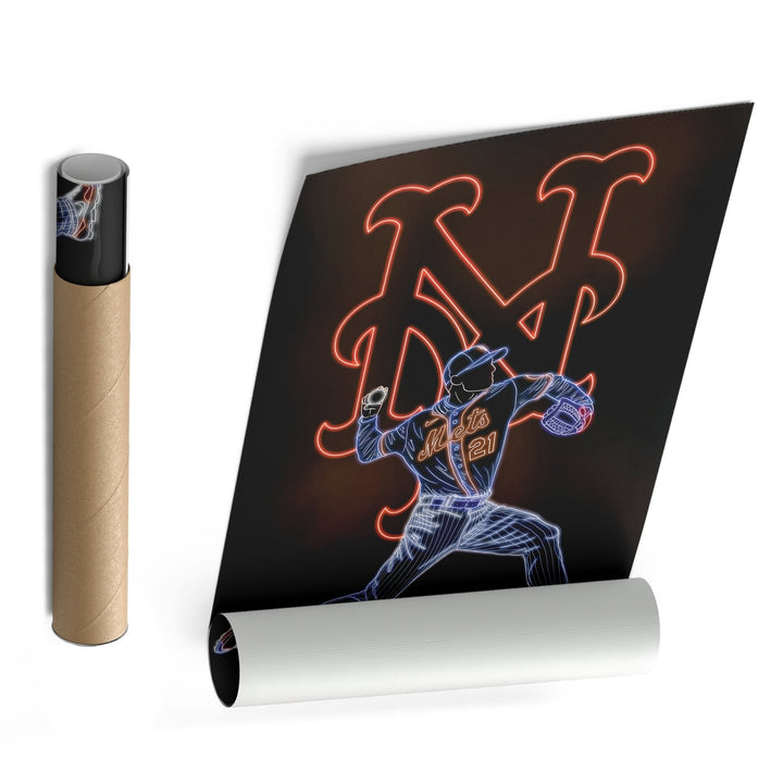Max Scherzer Neon Canvas Art | Mets Wall Decor - CanvasNeon