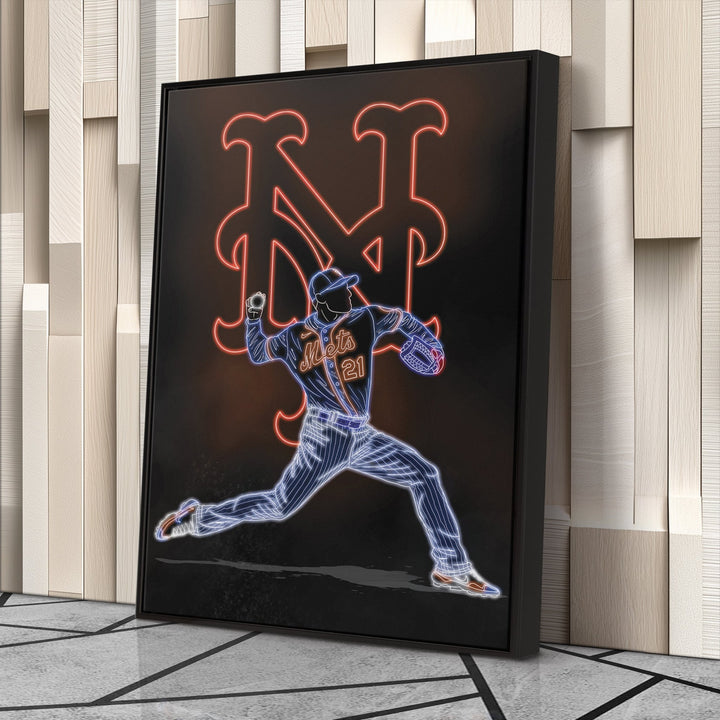 Max Scherzer Neon Canvas Art | Mets Wall Decor - CanvasNeon